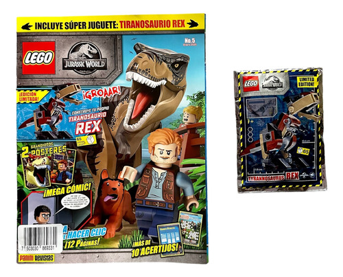 Revista Lego Jurassic World + Figura Tyrannosaurus Rex