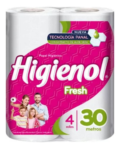 Papel Higiénico Higienol Hoja Simple Fresh 30m X 4 Rollos
