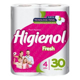 Papel Higiénico Higienol Hoja Simple Fresh 30m X 4 Rollos