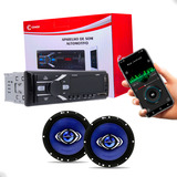 Kit Som Carro Radio Mp3 Bluetooth Usb + 2 Auto Falante 6 Pol