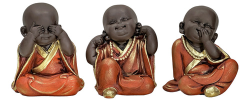 Monge Buda Hindu Trio Não Falo Vejo Escuto Várias Cores 9cm