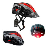 Capacete Gts Com Sinalizador Led Ciclismo Bike Varias Cores