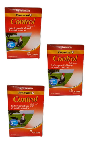 Pack 3 Desparasitante Para Gallos, Premium Control 50 Tbs.