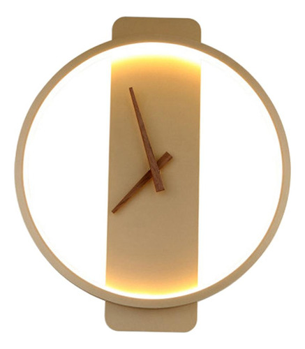 Lámpara Led Moderna Reloj De Pared Mecanismo Ronda De Oro