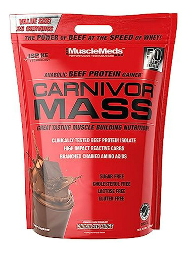 Carnivor Mass Gainer De Proteína De Res, Chocolate, 10.7 Lb.