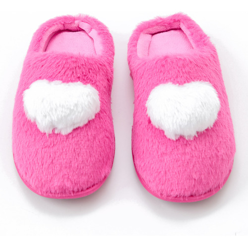 Pantufla Mujer Bicolor Peluda Fucsia Fashion's Park