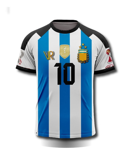Camiseta Argentina 3 Estrellas Personalizada Vrindumentaria 