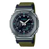 Reloj Casio G-shock Gm-2100cb-3adr Color De La Correa Verde Color Del Bisel Gris Color Del Fondo Azul Oscuro