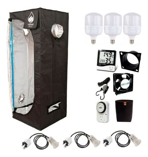 Combo Full Kit Indoor Led Carpa 60x60x160+ 3 Galponeras 50w