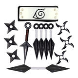 Kit Naruto Acessórios C/ 6 Shurikens 6 Kunais E 1 Bandana