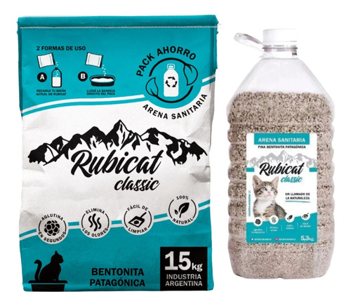 Piedritas Para Gatos Aglomerante Rubicat Classic 15kg+5,3kg