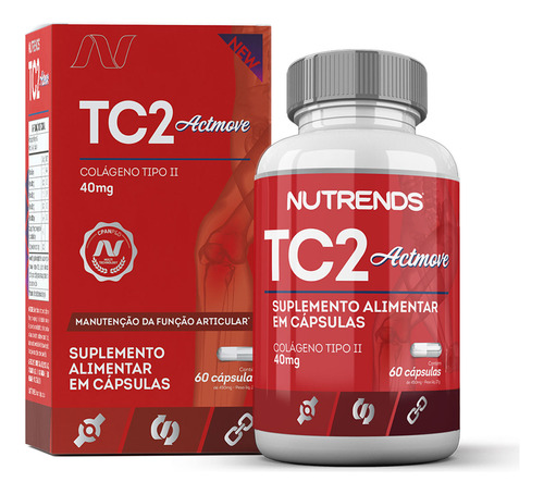 Colágeno Tipo 2 Uc2 40mg Com Vitamina C - Actmove Nutrends Sem Sabor