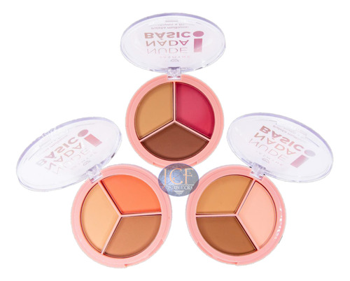 3 Trio Contorno Blush Nude Nada Basico Kit Jasmyne Atacado