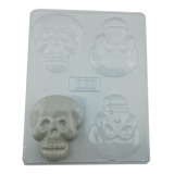 Molde Acetato Para Chocolate Halloween 4 Calaveras Mod E63