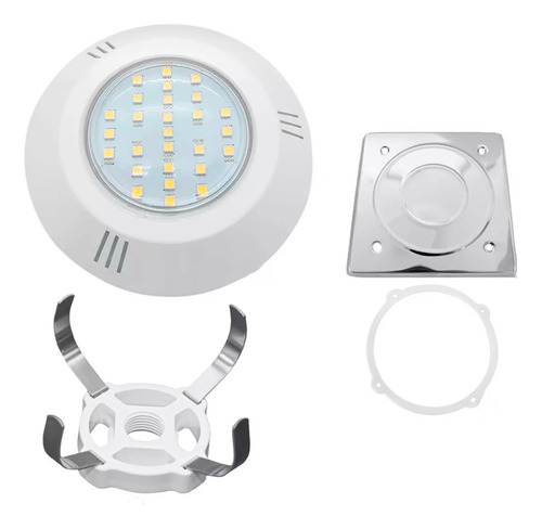 Kit 03 Power Leds 6w Abs Branco E Garras + 03 Tampas Inox