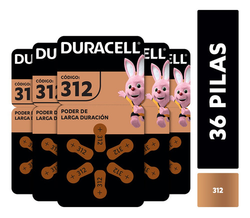 Pack 36 Pilas Duracell Audífono Tamaño 312