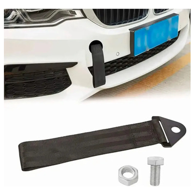 Tiron jalon tela liso auto tow strap universal remolque color negro | Envío gratis
