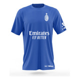 Polera Deportiva Dryfit Azul Rey Fútbol Cub Ac Milan 2023