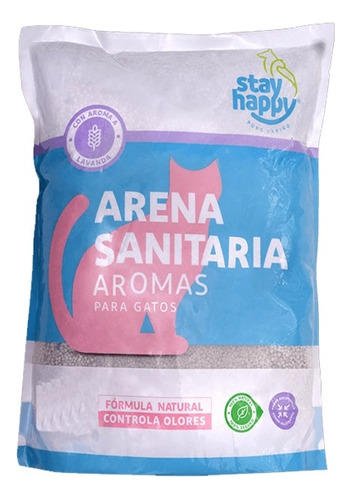 Arena Sanitaria Para Gatos Ecologica Stay Happy 2kg Lavanda X 2kg De Peso Neto  Y 2kg De Peso Por Unidad