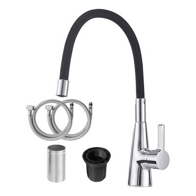 Torneira Misturador Flexível Monocomando Para Pia De Cozinha Bancada Ou Mesa Bica Alta Giro 360 Acabamento Cromado Design Moderno Instalação Fácil Alta Durabilidade Fc-16 Via Flix