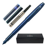 Caneta Tinteiro Sheaffer 100 Azul Cetim Clip Azul+ Conversor