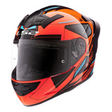 Casco Moto Ls2 352 Rookie Naranja Negro Con Spoiler Ciclofox