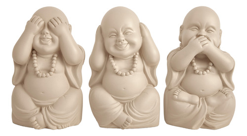Trio Sabedoria Buda Cego Surdo Mudo Em Cimento Grande