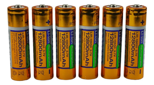 6 Baterias Recarregável 18650 12800mah 3.7v Lanterna Tática