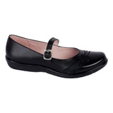 Zapato Escolar De Piel Color Negro Fratello Para Mujer 5042