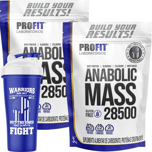 2 Hipercalórico Anabolic Mass + Coqueteleira - Profit