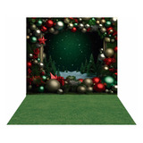 Fundo Fotográfico Cenário Vertical Em Tecido 2,20m X 1,50m Desenho Impresso Natal Verde F131