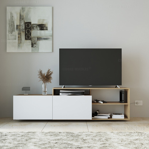 Mesa Tv Led - Living - Rack Diseño Moderno Con Dos Puertas