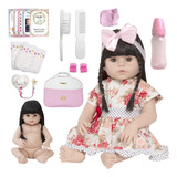 Bebê Reborn Boneca Menina Grande 100% Silicone E Acessórios