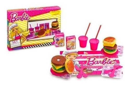 Set Comiditas Barbie Miniplay Pizza Cumpleaños Hamburguesas