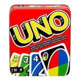 Uno Family Card Game, Con 112 Tarjetas En Una Lata De Almace