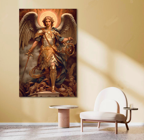 Cuadro Decorativo 120x80 Arcangel San Miguel Angel Catolico