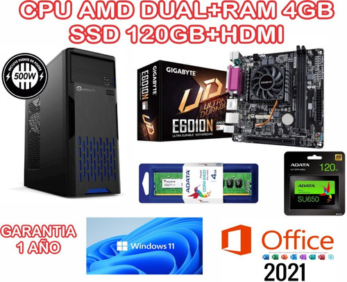 Cpu Amd Dual +ram 4gb +ssd 120gb+ Hdmi Y Usb 3.0