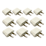 10pc Adaptador Tomada Americano Brasileiro X Chato *branco