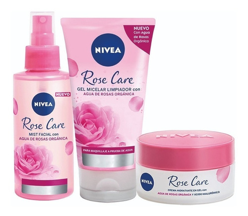 Nivea Rose Care Kit Gel Micelar + Crema Humectante + Mist 