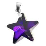 Dije Violeta 20mm Estrella Cristal Facetado Acero Qui C:8389