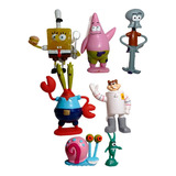 Set Bob Esponja Figuras 7 Pzs. Patricio Calamardo Con Luz 