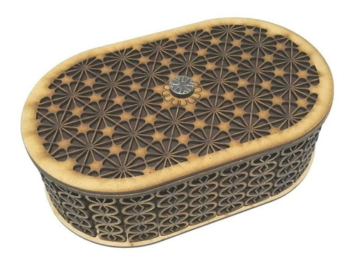 Caja Decorativa Ovalada Grande En Mdf Corte Láser