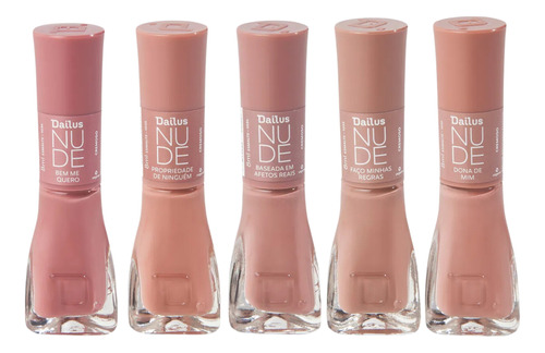 Kit Esmalte Dailus Nude 5 Cores Cremoso Alta Cobertura