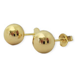 Aros Bola Lisa 8mm Enchapado Oro 18k