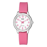 Reloj Análogo P Dama Niña Q&q Malla Silicona Coloridos Color De La Correa Fucsia Color Del Bisel Plateado Color Del Fondo Blanco