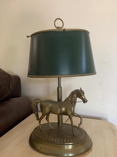 Lámpara Velador Con Caballo De Bronce , Ideal Escritorio