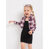 Vestido Infantil Menina Blogueira Tubinho Com Camisa Xadrez