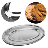 10 Travessas Oval Inox 40cm Bandeja Porções Grd Peixe Batata