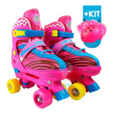 Patins Roller Infantil Feminino Quad 4 Rodas Oferta 33-37