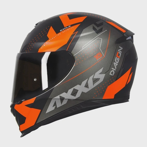 Capacete Axxis Eagle Diagon Matt Black/grey/orange